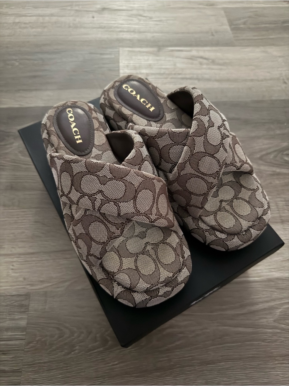Coach penelope Jacquard oak sandals signature Logo Slide